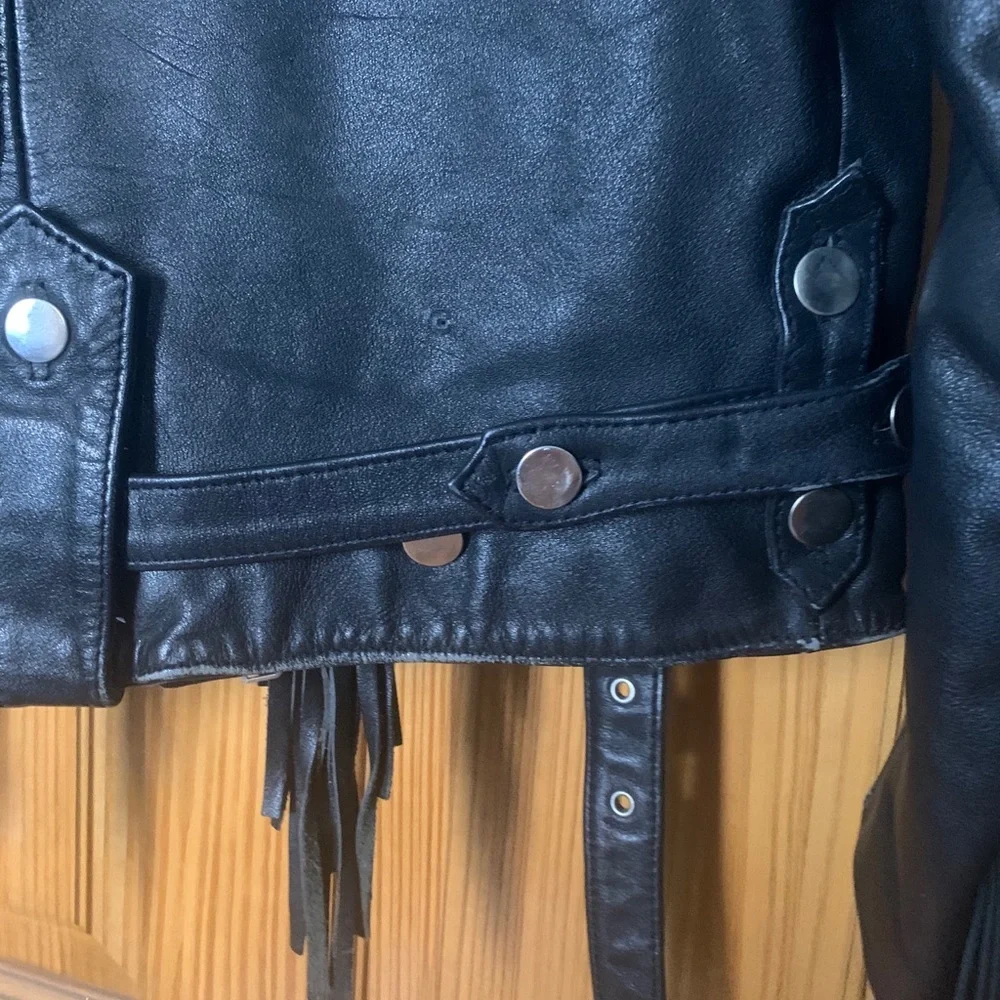 Black Leather Fringe Jacket - Picture 3 of 3
